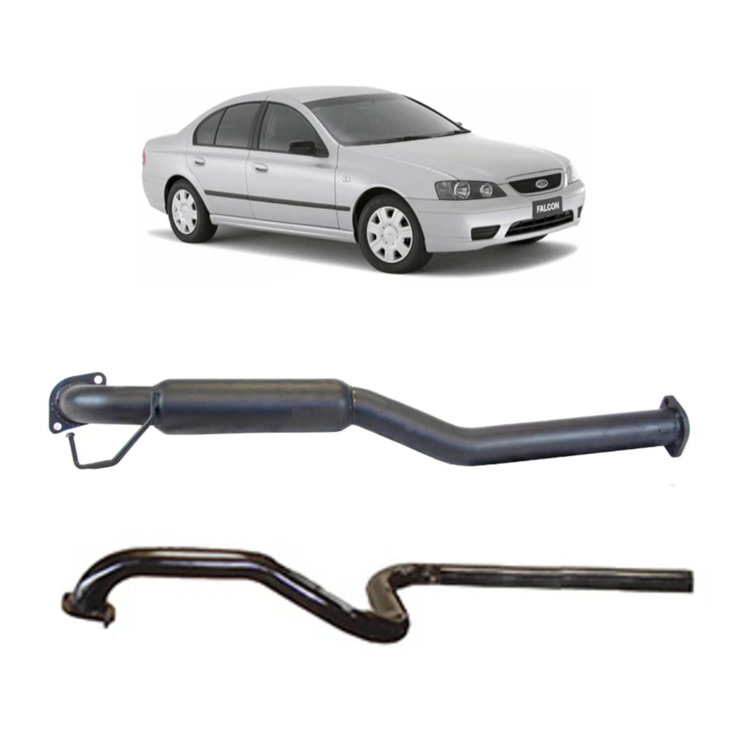 Redback 2.5" Catback Exhaust with Hotdog Centre and Single Outlet Rear Muffler Delete for Ford Falcon BA BF Sedan(2003 - 2008)