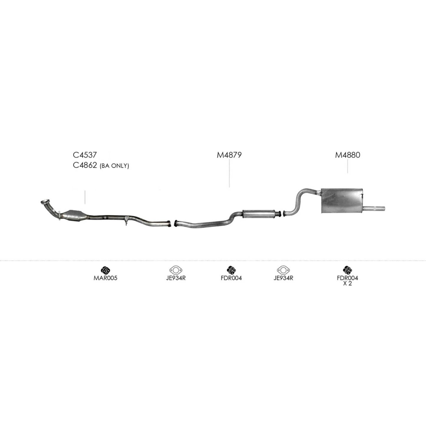 Redback Standard Replacement Exhaust for Ford Falcon (09/2002 - 10/2016)