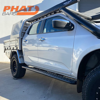 Isuzu D-Max 2021+ FLAT Rock Sliders / Side Steps – P/C Ally Checkerplate Tread