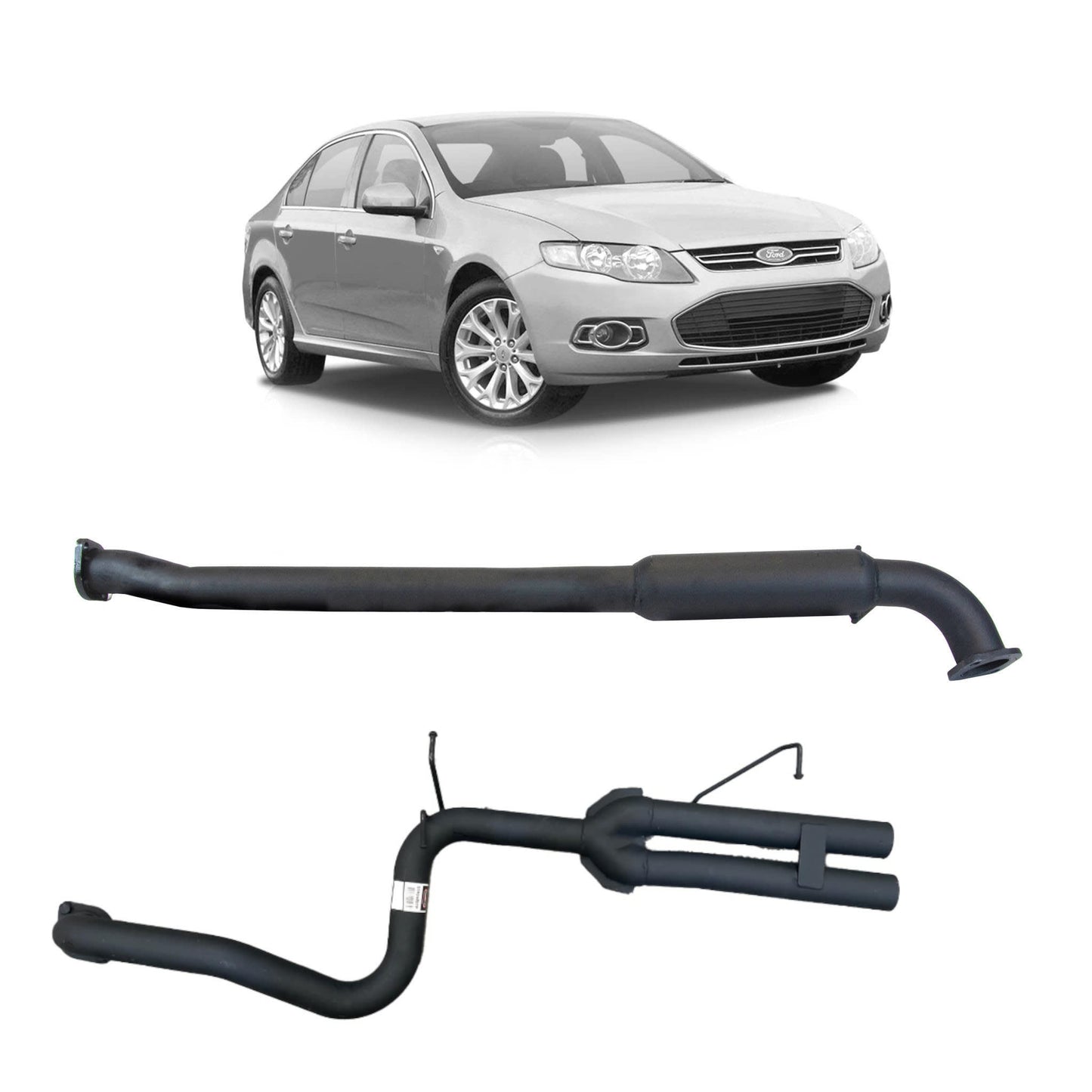 Redback 2.5" Catback Exhaust for Ford Falcon FG Sedan with Centre Hotdog and Dual out Rear Muffler Delete
