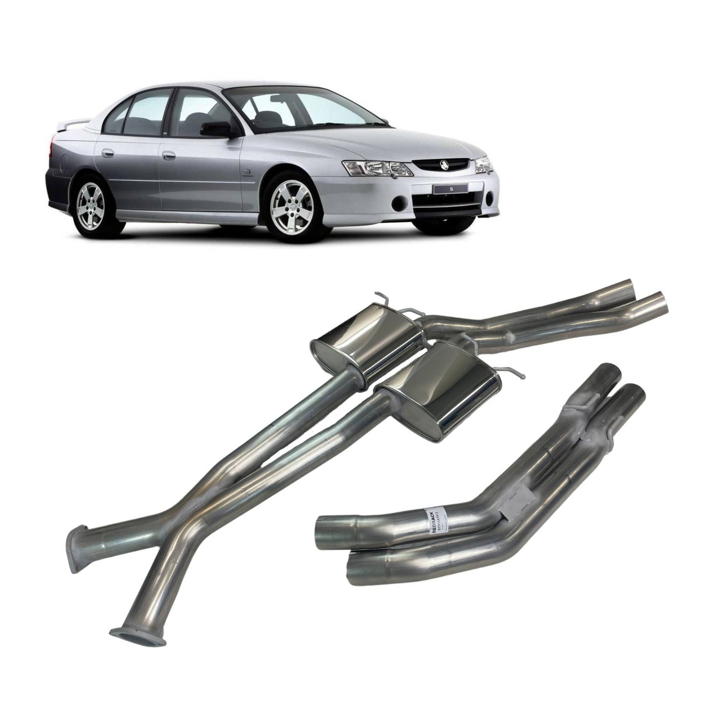 Redback Dual 3" Catback Exhaust without Rear Muffler for Holden Commodore Sedan VT-VZ (1997 - 2007)