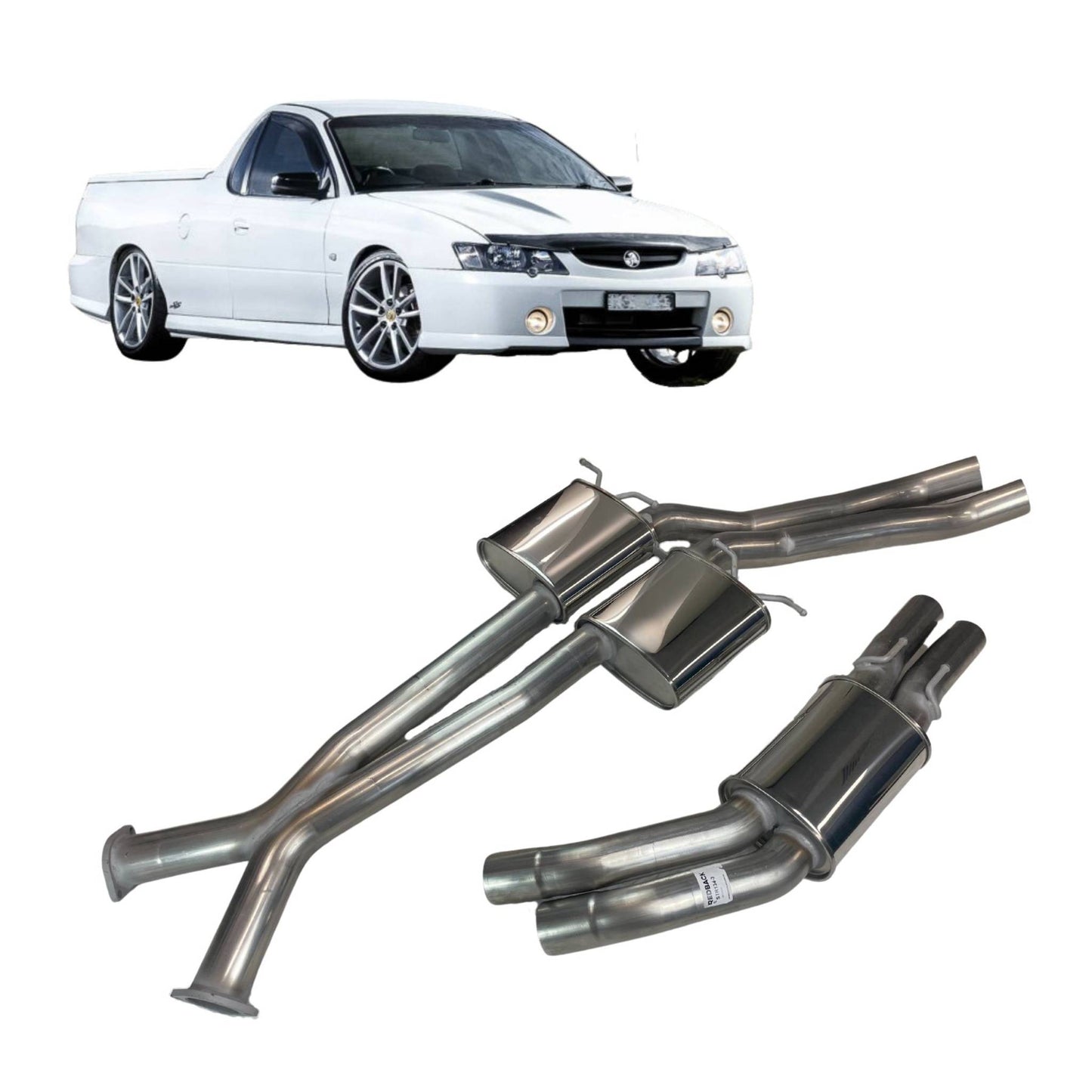 Redback Dual 3" Catback Exhaust with Rear Muffler for Holden Commodore Ute VT-VZ (1997 - 2007)