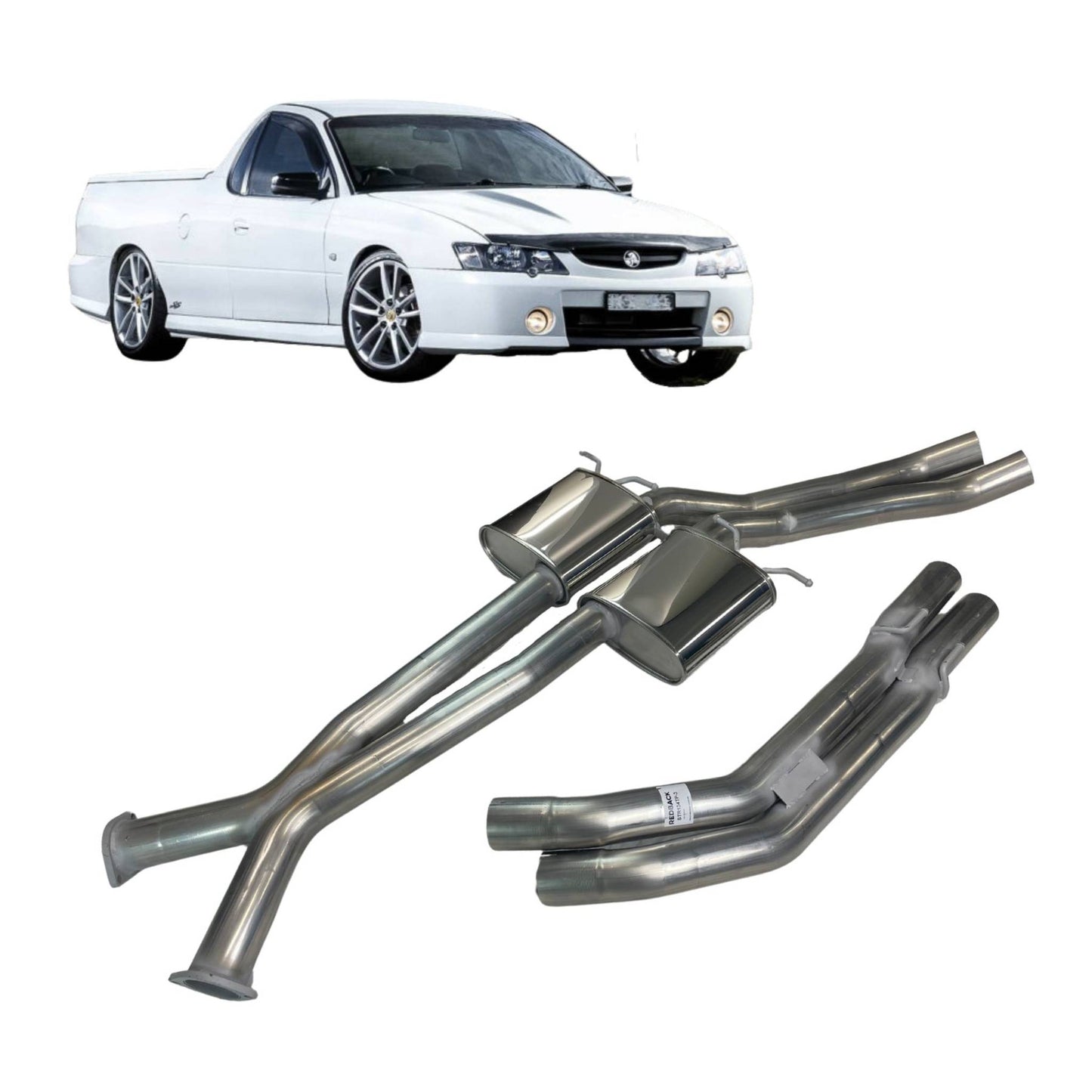 Redback Dual 3" Catback Exhaust without Rear Muffler for Holden Commodore Ute VT-VZ (1997 - 2007)