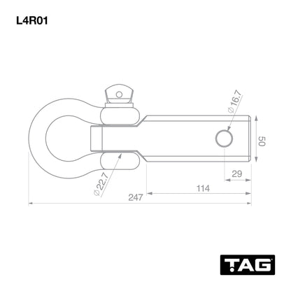 TAG Recovery Hitch - Fixed Bow Shackle (4.75T)