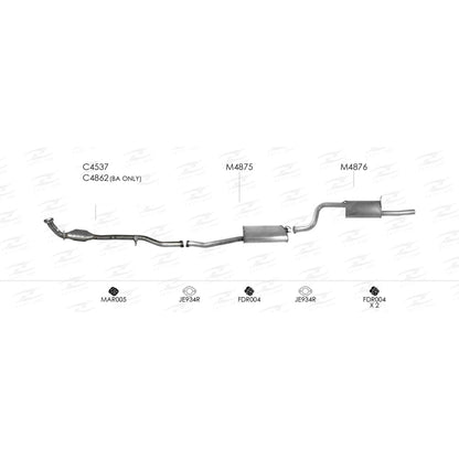 Redback Standard Rear Muffler For Ford Falcon BA BF 6 Cylinder Ute (10/02 - 04/2008), FG Ute/Cab Chassis (05/2008 - On)