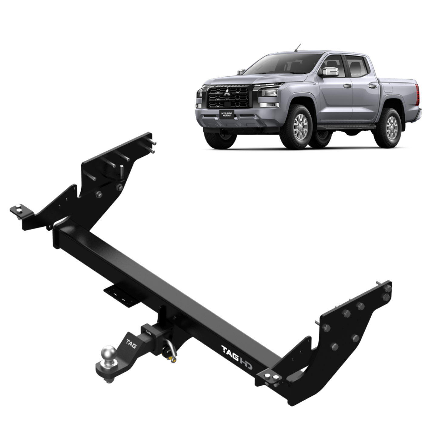 TAG Heavy Duty Towbar & Direct Fit Wiring for Mitsubishi Triton MV With Rear Bumper Step (2024 - On)