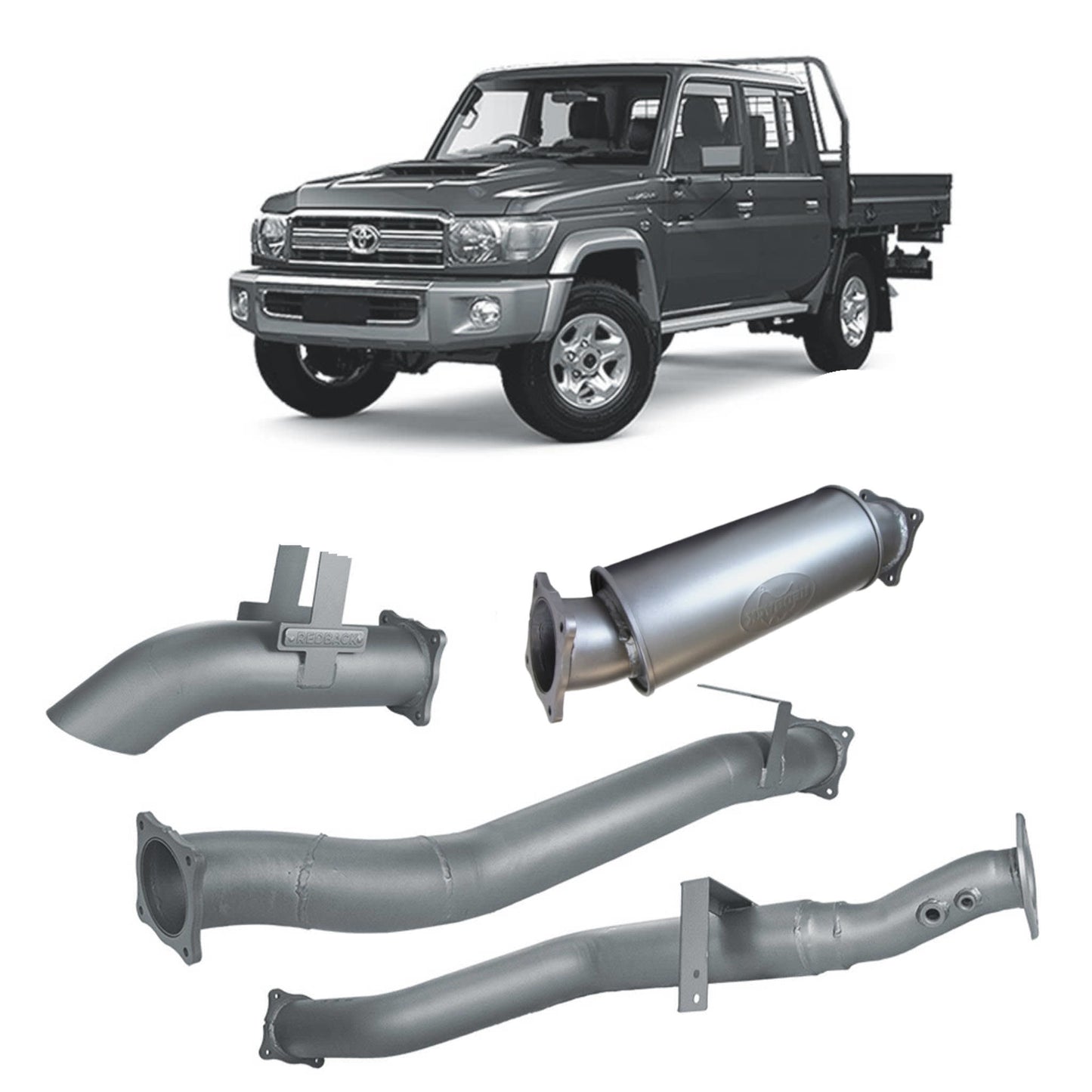 Redback Extreme Duty 4" DPF Back Exhaust for Toyota Landcruiser 79 Series Dual Cab