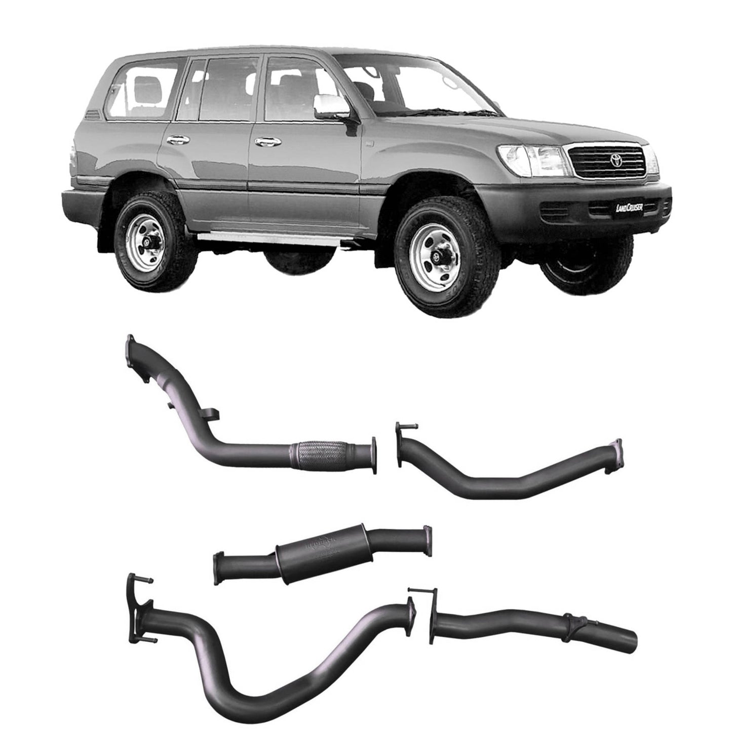 Redback Extreme Duty Exhaust for Toyota Landcruiser 105 Series Wagon (03/1998 - 10/2007)