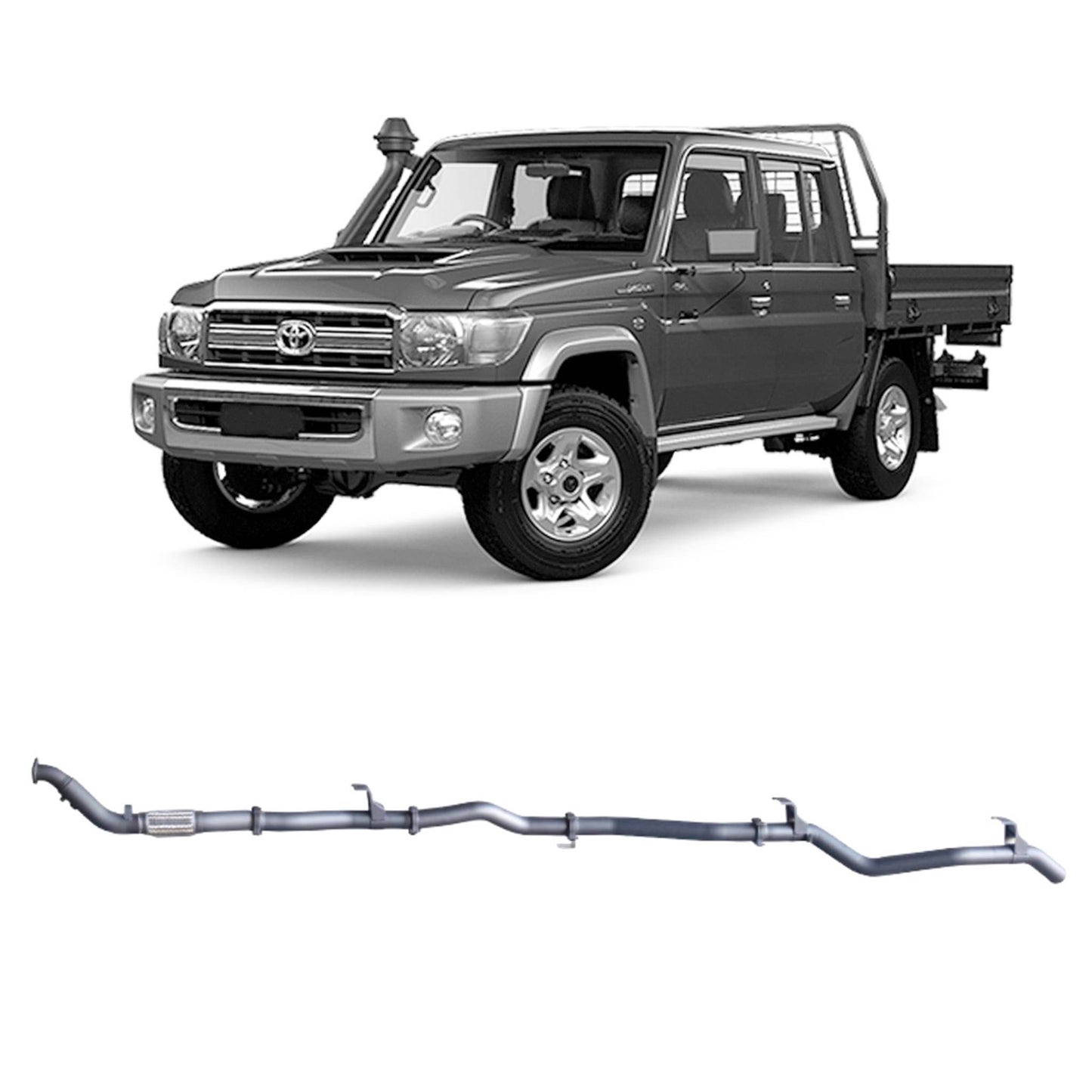 Redback Extreme Duty Exhaust for Toyota Landcruiser 79 Series Double Cab with Auxiliary Fuel Tank (01/2012 - 10/2016)