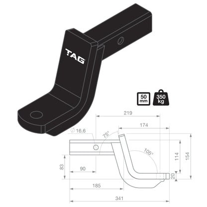 TAG Tow Ball Mount Kit and Direct Fit Wiring Harness for Toyota Landcruiser 200 Series (08/2007 - 12/2021)