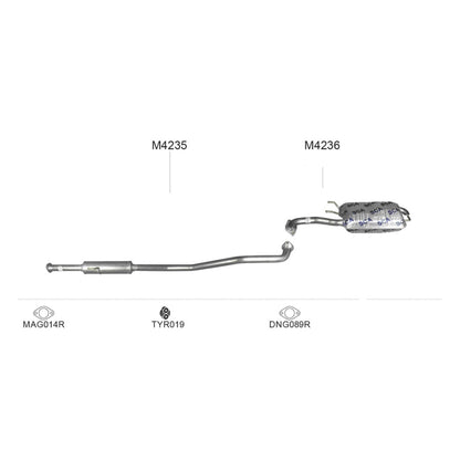 Redback Standard Rear Muffler Exhaust for Hyundai Elantra Sedan & Hatch 1.8L 2.0L (2000 - 2009)