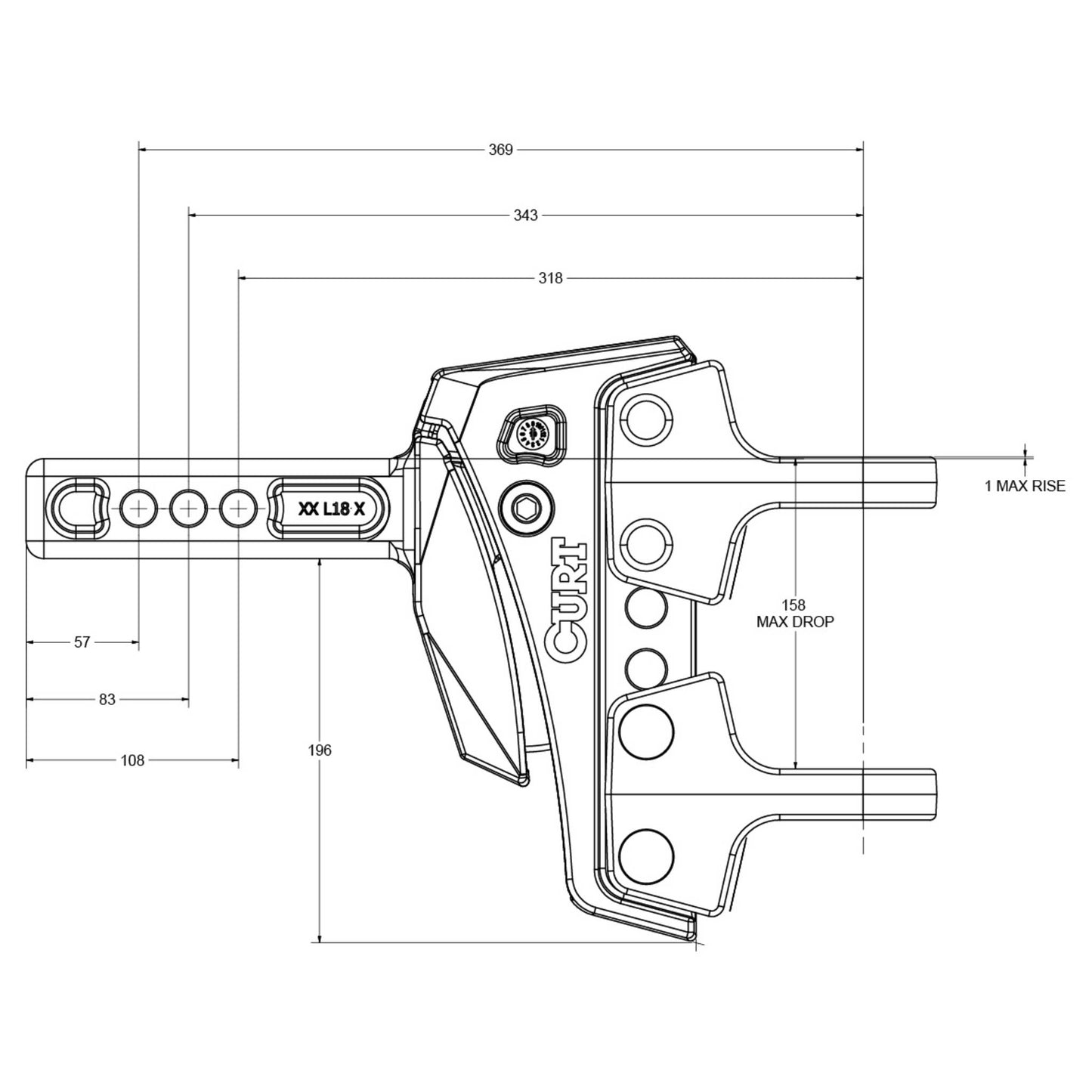 CURT Rebellion XD ShockDrop Ball Mount Kit