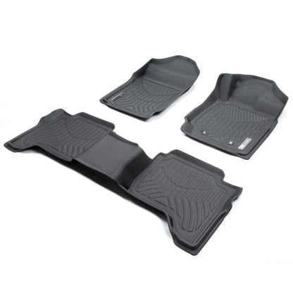 Isuzu D Max 2012 - 2020 (WITH FLOOR HOOKS) 3D Maxtrac Moulded Rubber Mats - Front Pair with matching One Pc Rear - Essential4x4