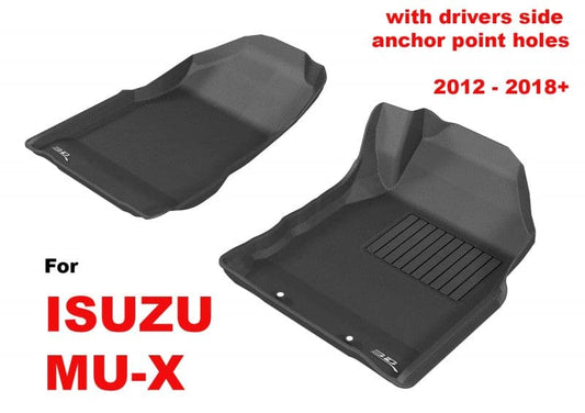 Isuzu Mu-X 2012 - 2020 (WITH FLOOR HOOKS) 3D Kagu Rubber - Front Pair - Essential4x4
