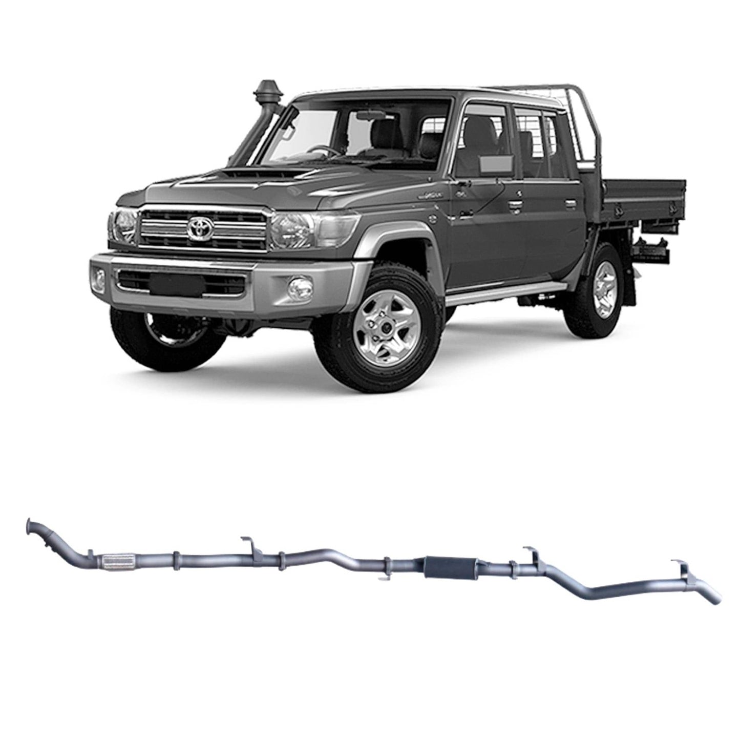 Redback Extreme Duty Exhaust for Toyota Landcruiser 79 Series Double Cab with Auxiliary Fuel Tank (01/2012 - 10/2016)